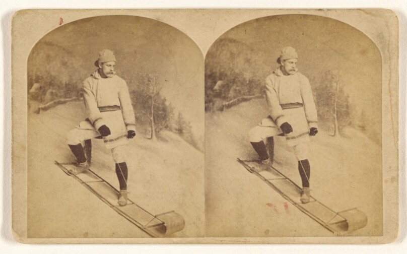 [Man on bobsled]