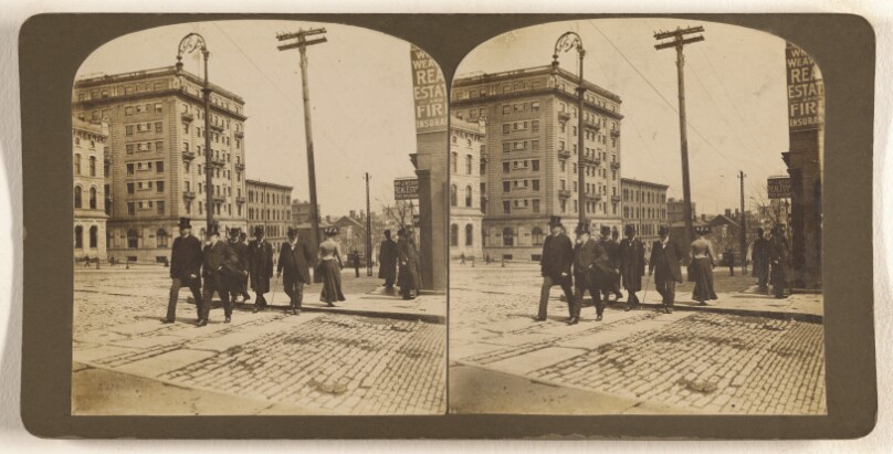 [Albany, N.Y. street scene: people walking]