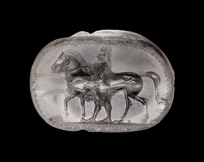Engraved Scarab with Youth Leading a Horse