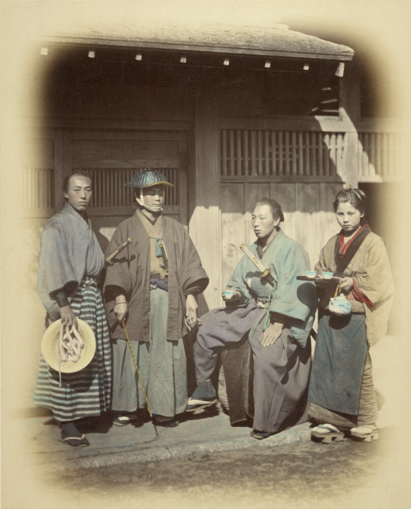 [Japanese Escort Officers in Front of a Teahouse]