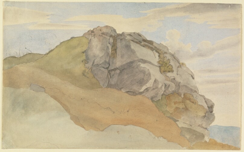 Rocky Outcropping (recto); Rocky Forest with Strollers (verso)