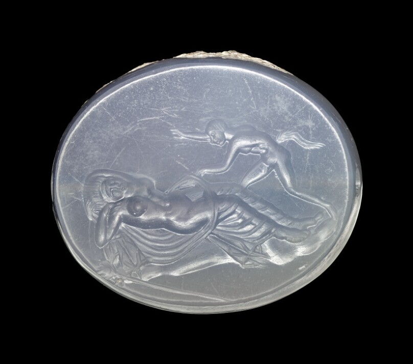 Engraved Scaraboid with Satyr and Sleeping Maenad