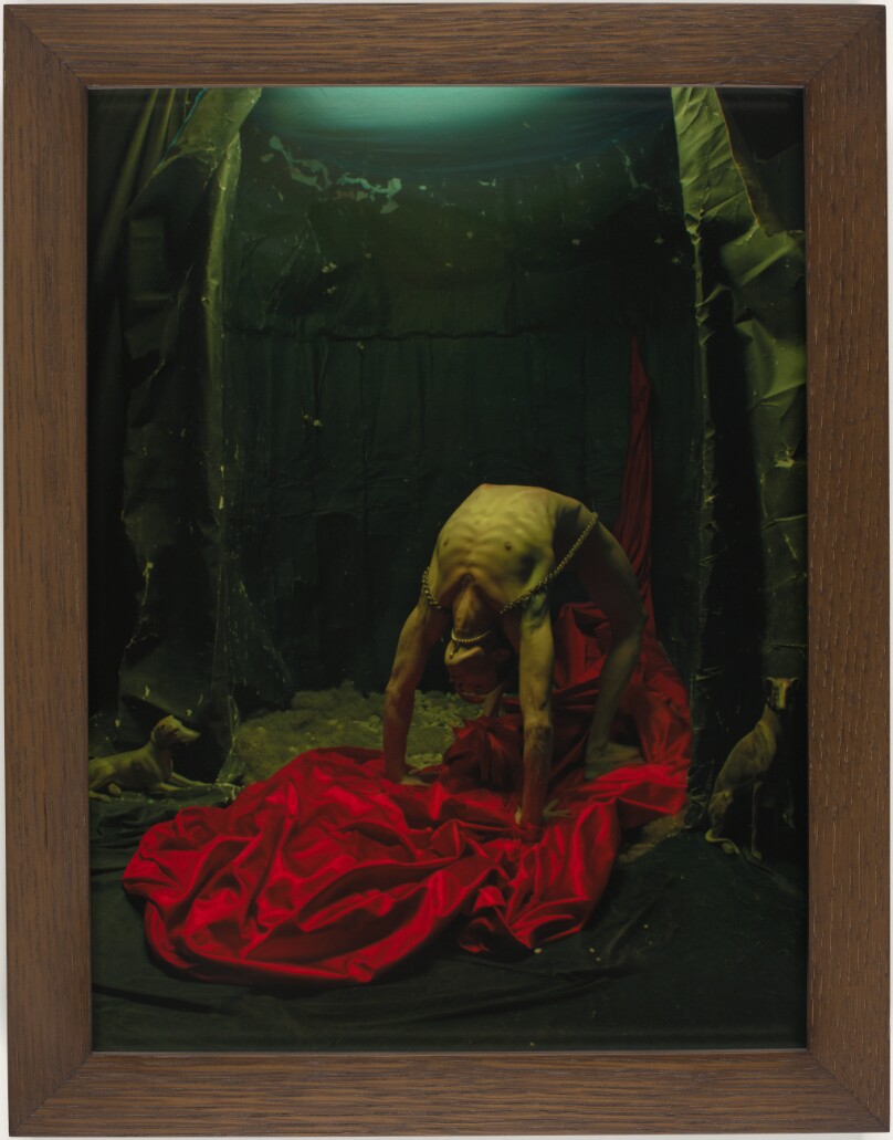 Lewis Walker Arched on Blood Red Satin, London