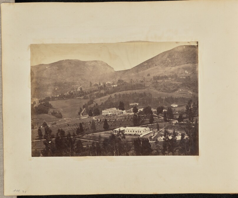 [Panoramic view of a hilly landscape, India]