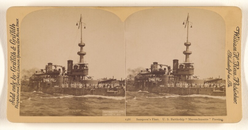 Sampson's Fleet. U.S. Battleship "Massachusetts" Passing.