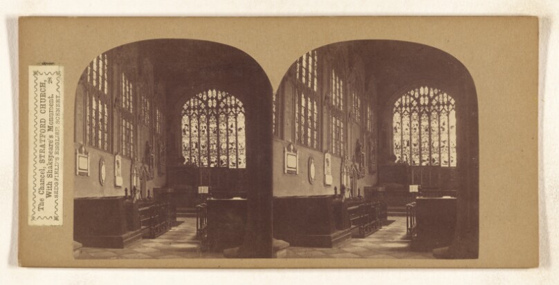 The Chancel, Stratford Church, With Shakspeare's Monument.