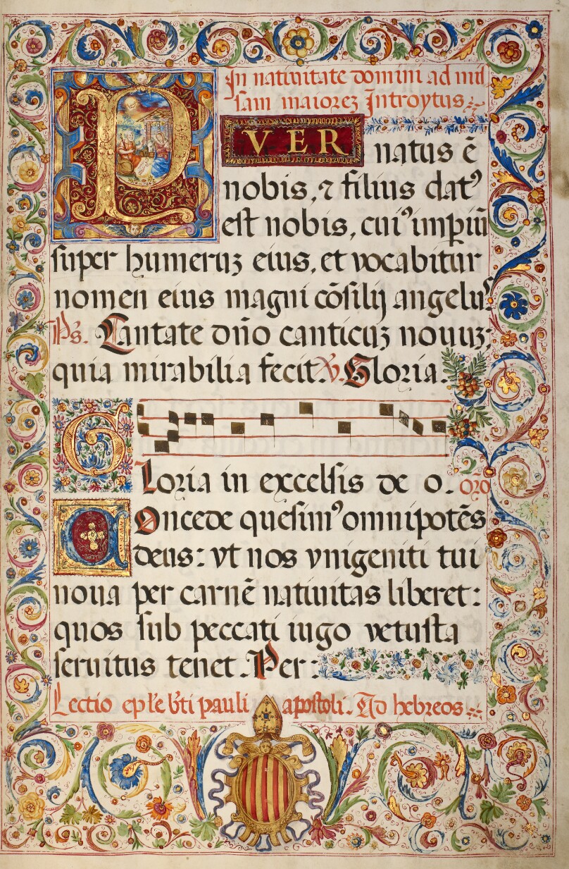 Initial P: The Adoration of the Christ Child