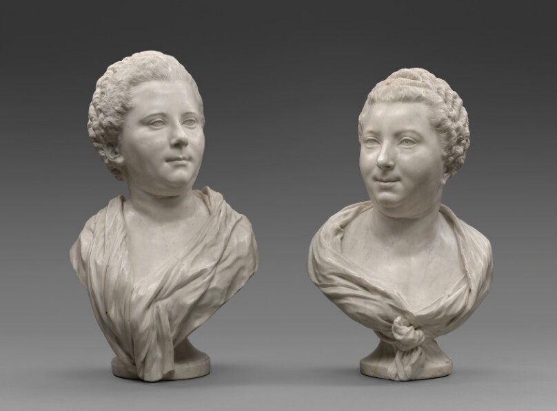 Busts of Two Sisters: Bust of Mme. Brigitte François Elisabeth de Lansire, née Garnier d'Isle; Bust of Mme. Adélaïde Julie Mirleau de Neuville, née Garnier d'Isle