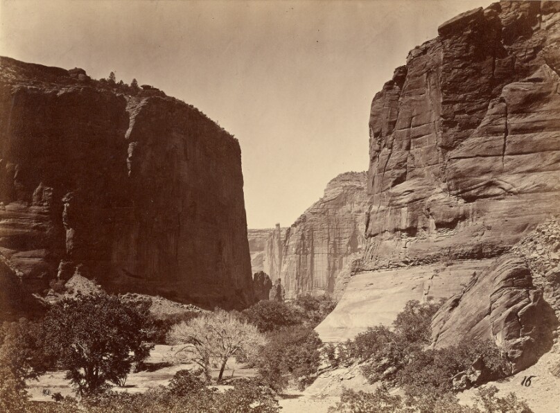 Head of Cañon de Chelle, Looking Down, Walls About 1,200 Feet in Height