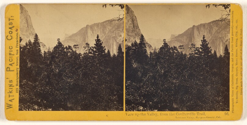 View up the Valley, from the Coulterville Trail, Yosemite Valley, Mariposa County, Cal.