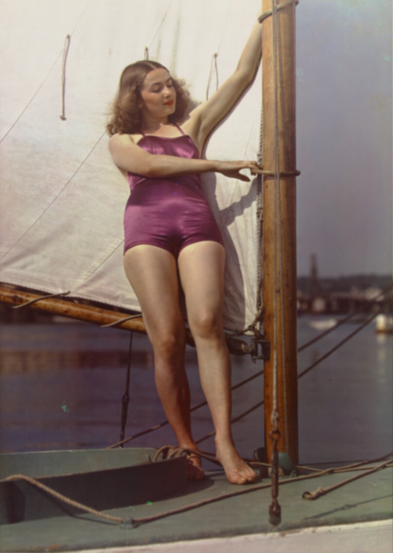 [Girl in Bathing Suit on Sailboat]