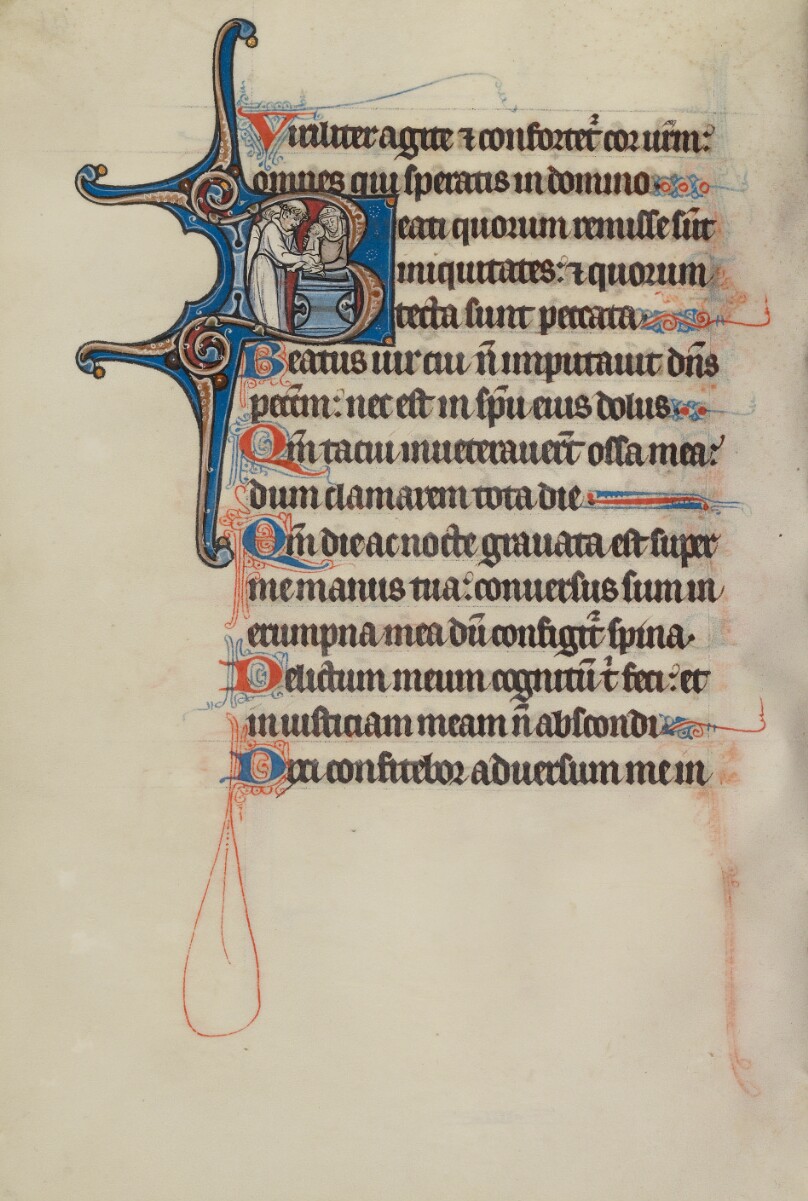 Initial B: A Priest Baptizing a Child