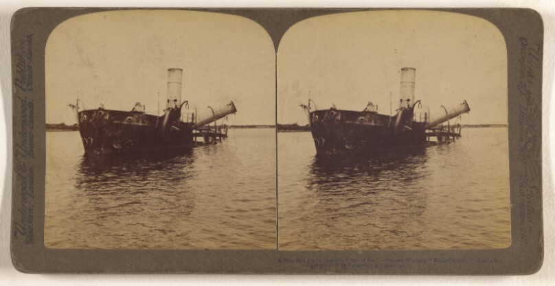 A Ship that got in Dewey's "line of fire" - Spanish Warship "Reina Cristina," Manila Bay