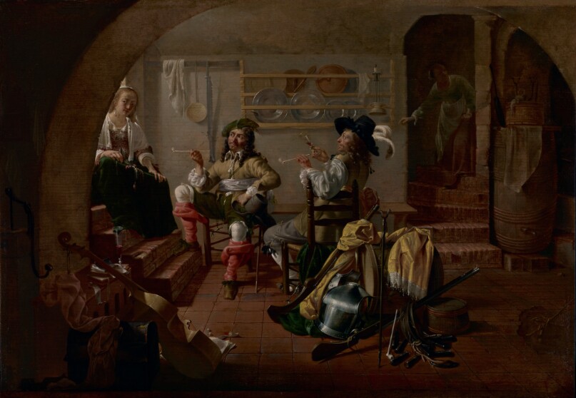 Interior with Soldiers and Women