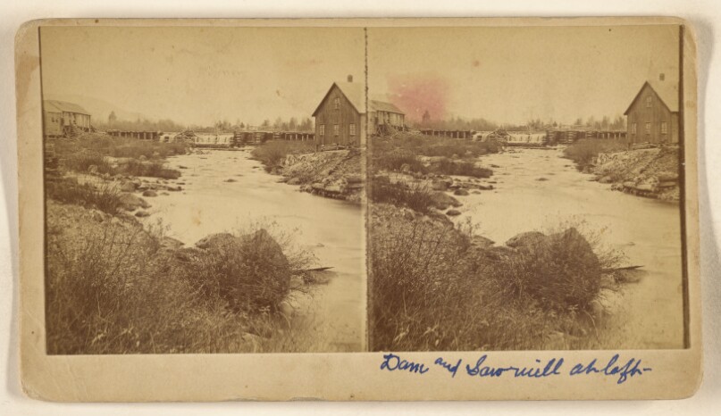[Dam & Sawmill at Left, Katahdin Iron Works, Maine]