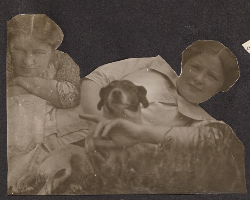 [Two women with a dog]