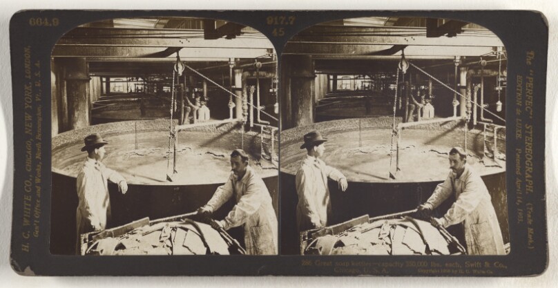 Great soap kettles - capacity 350,000 lbs. each, Swift & Co., Chicago, U.S.A.