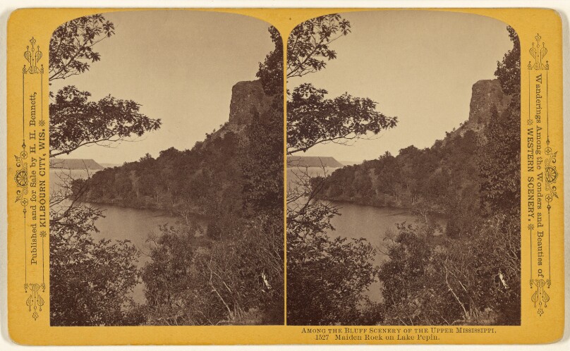 Among the Bluff Scenery of the Upper Mississippi. Maiden Rock on Lake Pepin.