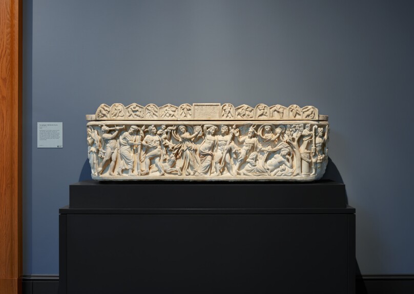 Sarcophagus and Lid; 19th Century Crouching Lion Supports