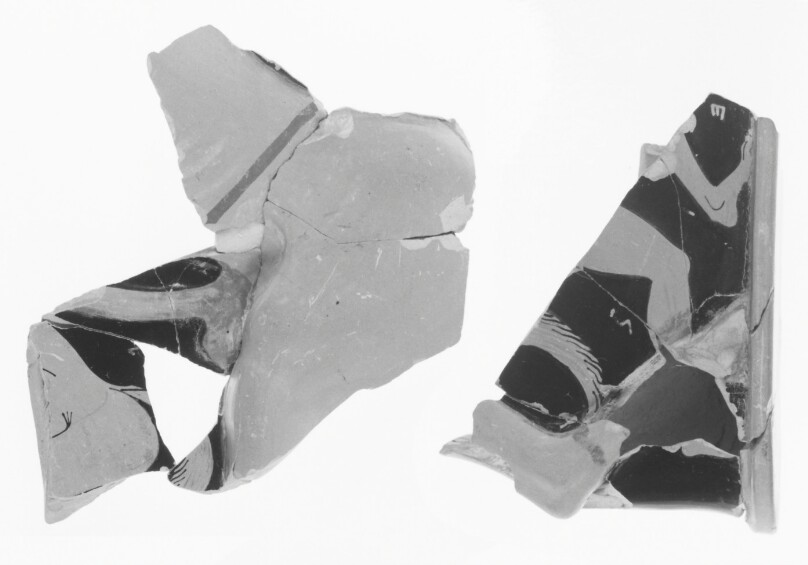 Attic Red-Figure Statuette Kantharos Fragment (comprised of 22 joined fragments)