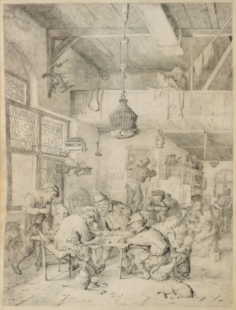 Tavern-Goers Playing Backgammon and Merrymaking