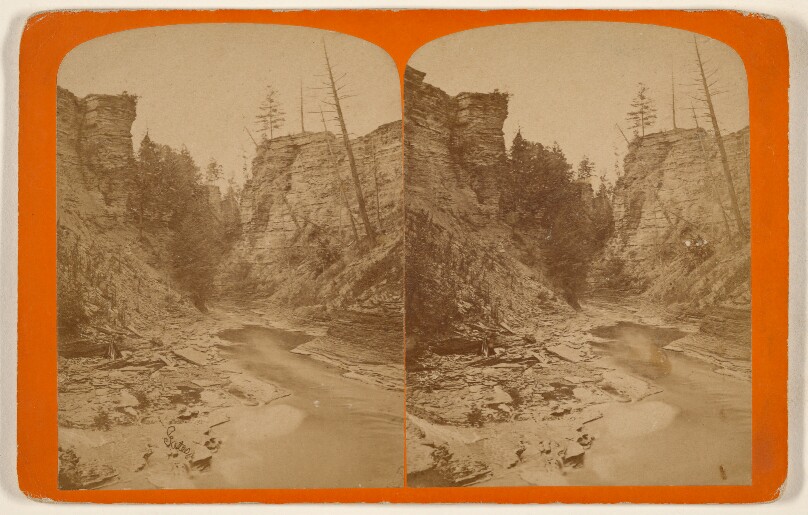 Looking up from Quarry Gorge in upper Ravine [Cayuga Lake, N.Y.]