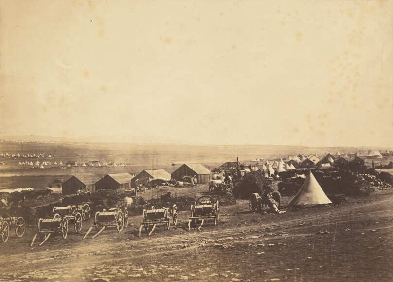 Artillery Wagons, Balaklava in the Distance