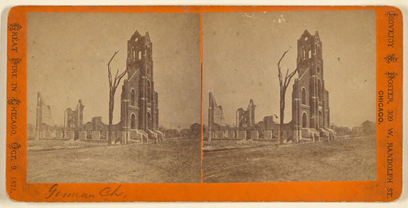 Great Fire in Chicago, October 9th, 1871. [German Church]
