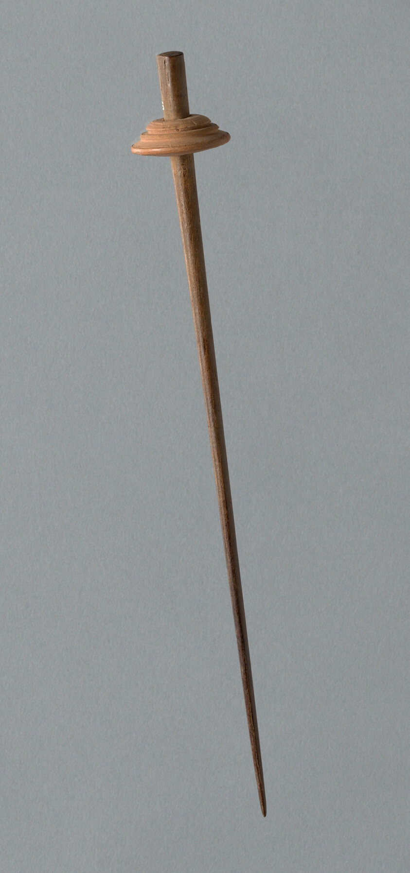 Wooden Spindle with Ceramic Whorl