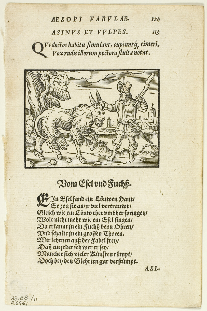 Schöne Figuren vor alle Fabeln Esopi (Aesop's Fables), plate eleven from Woodcuts from Books of the XVI Century