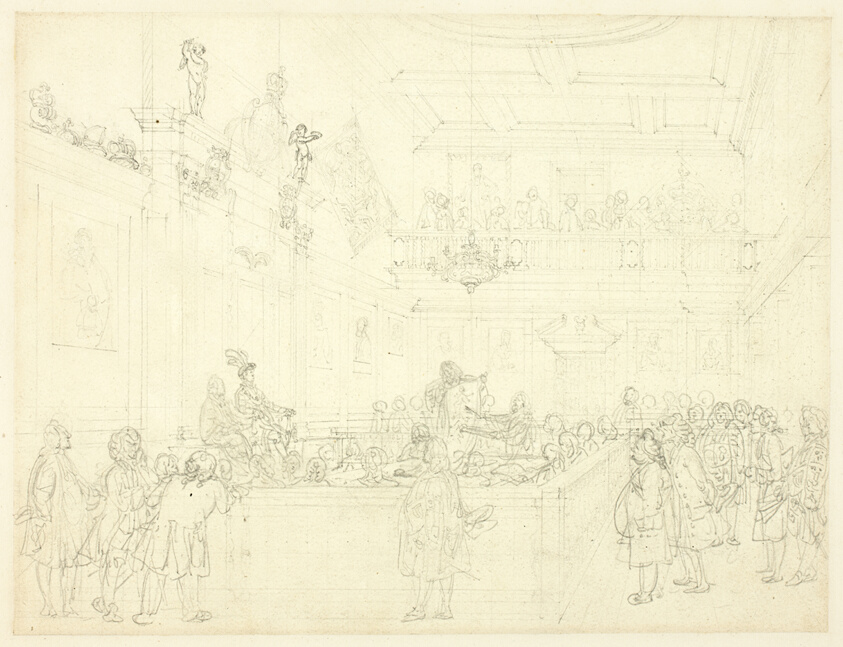 Study for Herald's College, The Hall, from Microcosm of London
