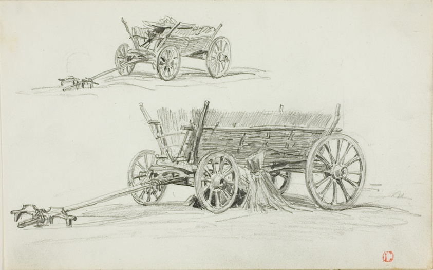 Two Sketches of an Ox Cart