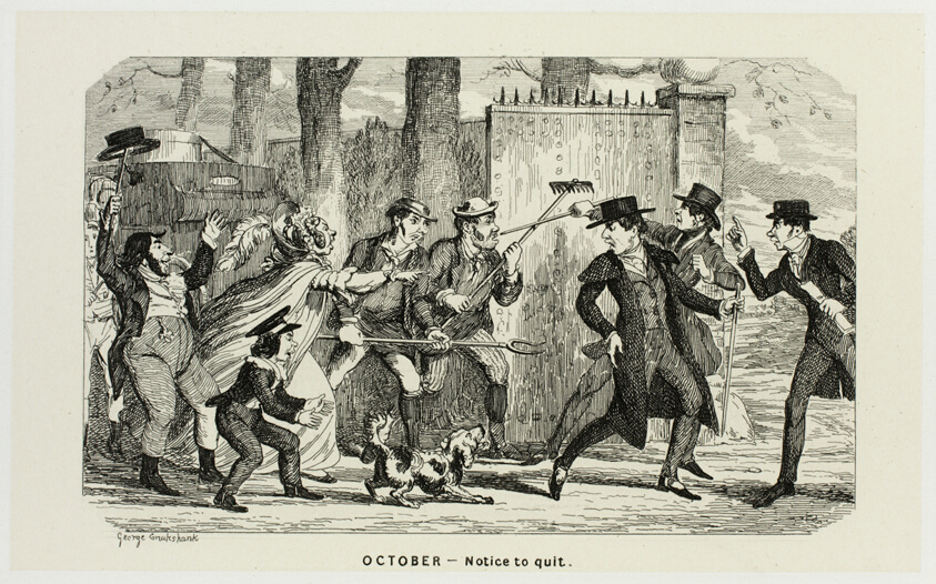 October - Notice to Quit from George Cruikshank's Steel Etchings to The Comic Almanacks: 1835-1853