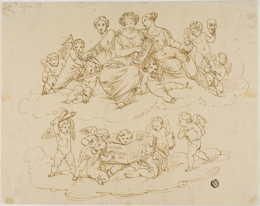 Three Muses (Urania, Terpsichare and Thalia) with Putti