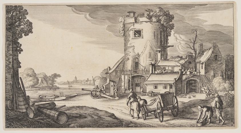 Watch-Tower Near a River, from Landscapes (Playsante Lantschappen)