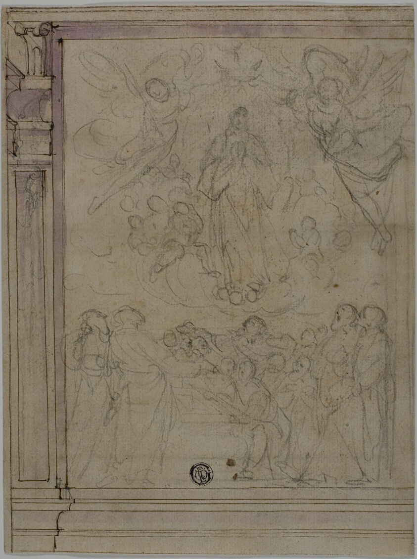 Assumption of the Virgin (recto); Sketches of Architectural Details (verso)