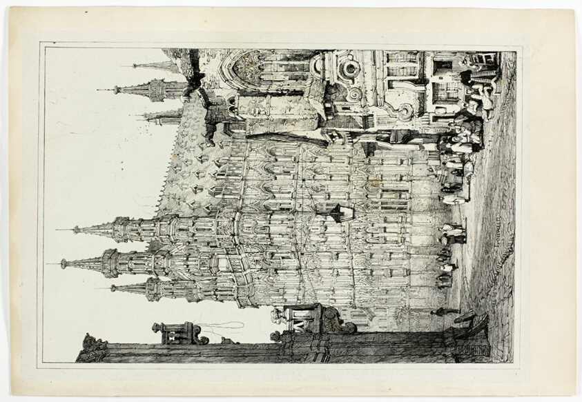 Hotel de Ville, Louvain, from Facsimiles of Sketches made in Flanders and Germany