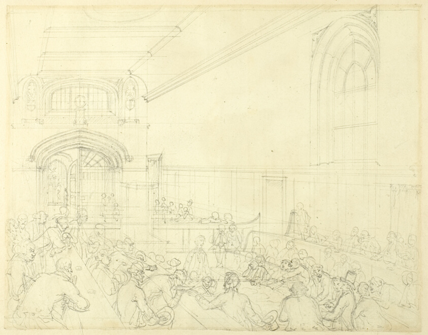 Study for Guild Hall, Examination of a Bankrupt Before His Creditors, from Microcosm of London