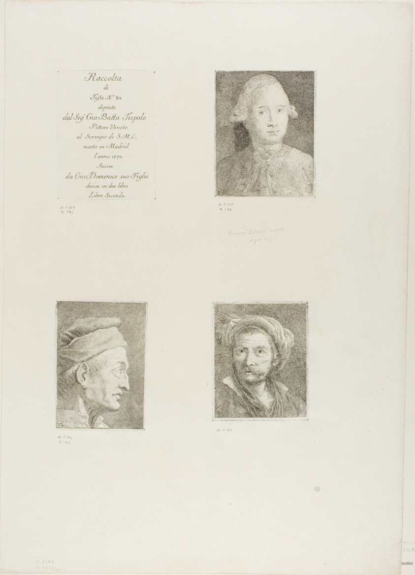 Title Page, Portrait of Giandomenico Tiepolo, Profile of an Old Man, and Old Man with a Turban