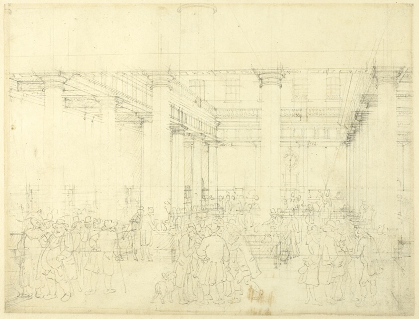 Study for Corn Exchange, Mark Lane, from Microcosm of London