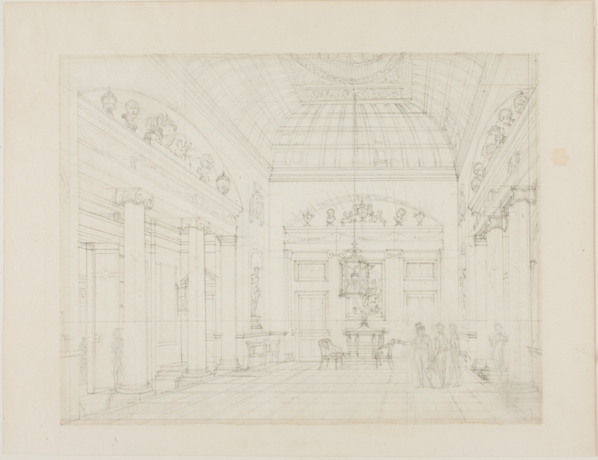 Study for The Hall, Carlton House, from Microcosm of London