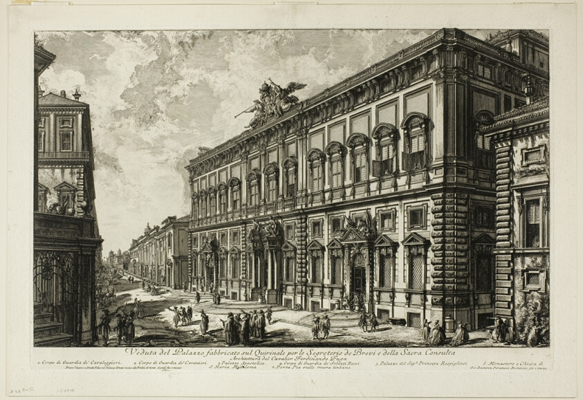 View of the Palazzo della Consulta on the Quirinal housing the Papal Secretariat, from Views of Rome