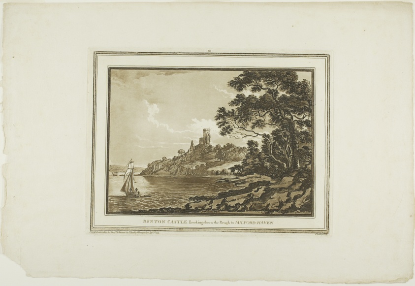 Benton Castle Looking down the Reach to Milford Haven, plate eleven from Twelve Views in South Wales