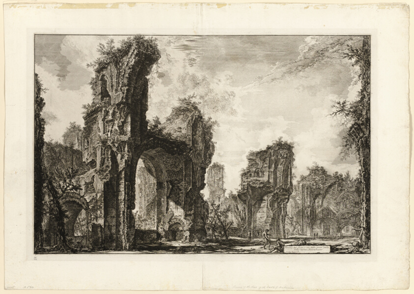 Ruins of the Xystus [a long open portico used for athletic exercises], the central hall of the Antonine Baths [The Baths of Caracalla], from Views of Rome