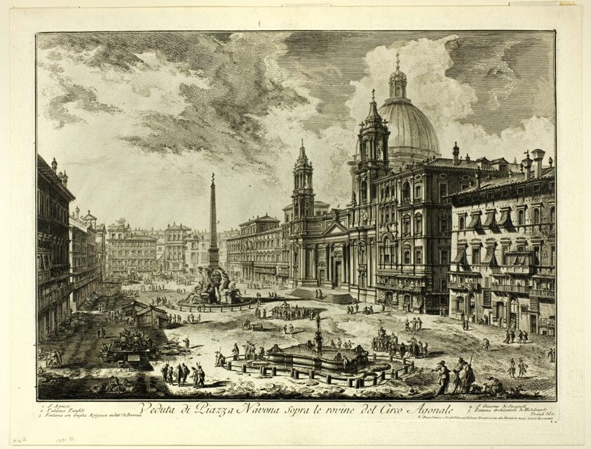 View of Piazza Navona above the ruins of the Circus of Domitian, from Views of Rome