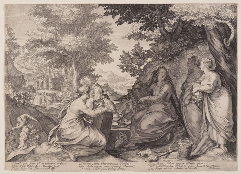 Wise Virgins Gathered Together in a Landscape Before the Preaching of the Baptist, from Parable of the Wise and Foolish Virgins