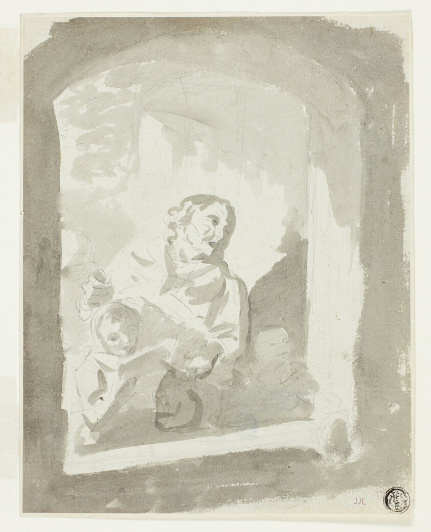 Man and Two Children at Window