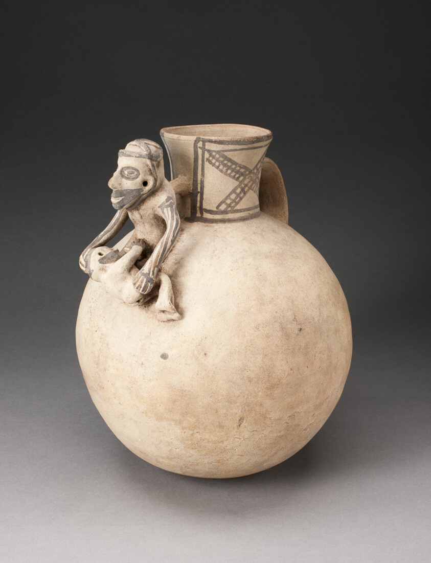 Globular Jar with Modeled Figures in Erotic Scene