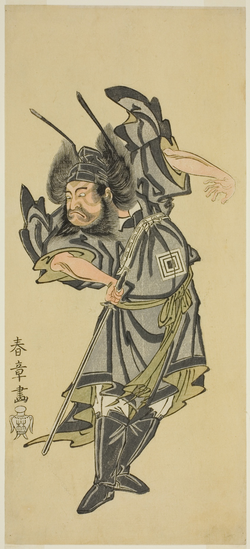 The Actor Ichikawa Danzo III as Shoki the Demon Queller in the Play Date Moyo Kumo ni Inazuma, Performed at the Morita Theater in the Tenth Month, 1768