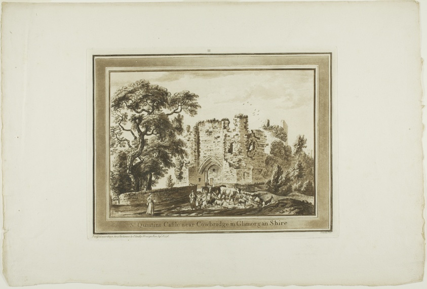 St Quintin's Castle near Cowbridge in Glamorgan Shire, plate three from Twelve Views in South Wales